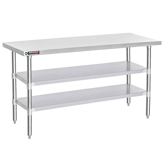 DuraSteel Food Prep Stainless Steel Table - 30 x 72 Inch Commercial Metal Workbench with Adjustable Under Shelf - NSF Certified - for Restaurant, Warehouse, Home, Kitchen, Garage
