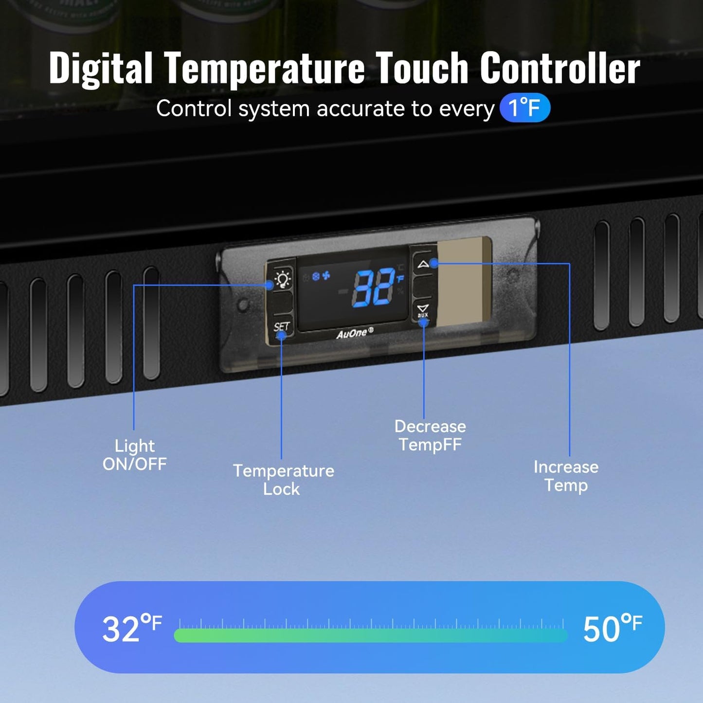 Tylza Back Bar Cooler With 3 Glass Doors, 312L Under Counter Back Bar Refrigerator with LED Lighting, Safety Locks, Counter Height Bar Beverage Cooler for Beer, Soda Drinks, Wine, Black