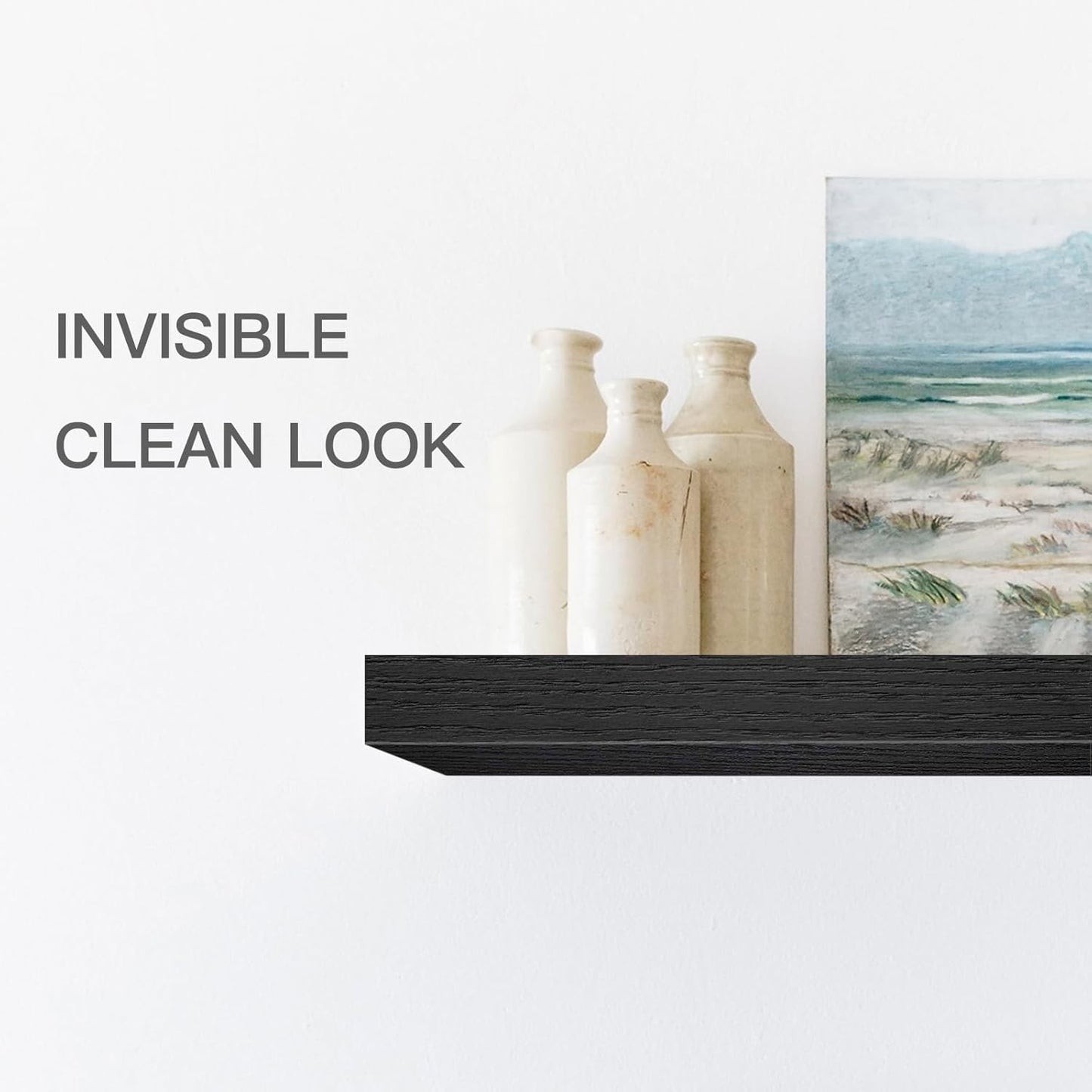 QEEIG Floating Shelves for Wall Bathroom Shelf Bedroom Kitchen Living Room Farmhouse Small Book Shelf 16 inch Set of 2, Black (015-B2)