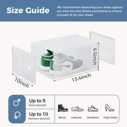 DUMOS Shoe Storage Boxes, 12-Pack Stackable Clear Shoe Containers with Lids, Display Sneaker Case