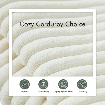 Boneless Sectional Cloud Couch Sofa for Living Room, 112" L-Shaped Modular Modern Lounge Sleeper Beige Couches with Chaise, No Assemble, Cordury Compression Upholstered Sofas