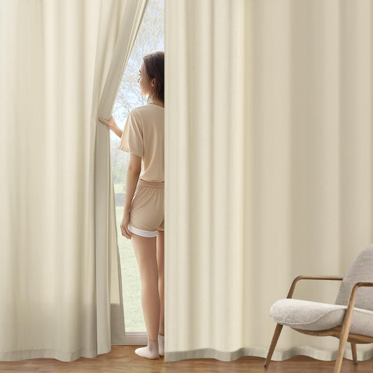 MIULEE Cream Beige Privacy Sheer Curtains That Let Light in 63 Inches Long Non-See-Through Semi Sheer Curtain Light Filtering Window Curtains Drapes for Living Room Bedroom 2 Panels Set 42 X 63