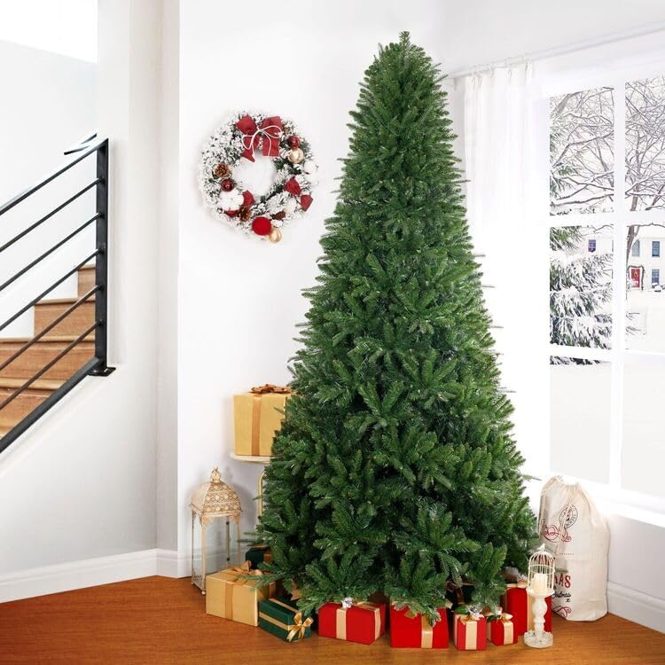 Naomi Home 7.5ft Christmas Tree with Lights, Realistic Fir Prelit with 1746 Branch Tips, 550 Warm Lights and Metal Stand, Aritificial Tree, +ürbol De Navidad