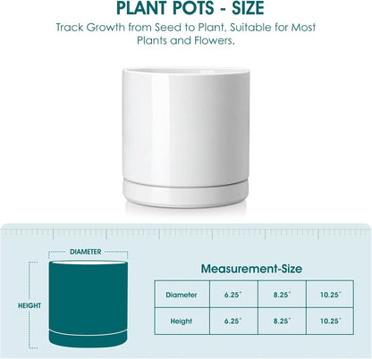 vancasso Ceramic Plant Pots, 8.25 Inch Ceramic Pot for Plants, Planters Pots for Indoor Plants with Drainage Holes, Flower Pot for Indoor House Plant, White