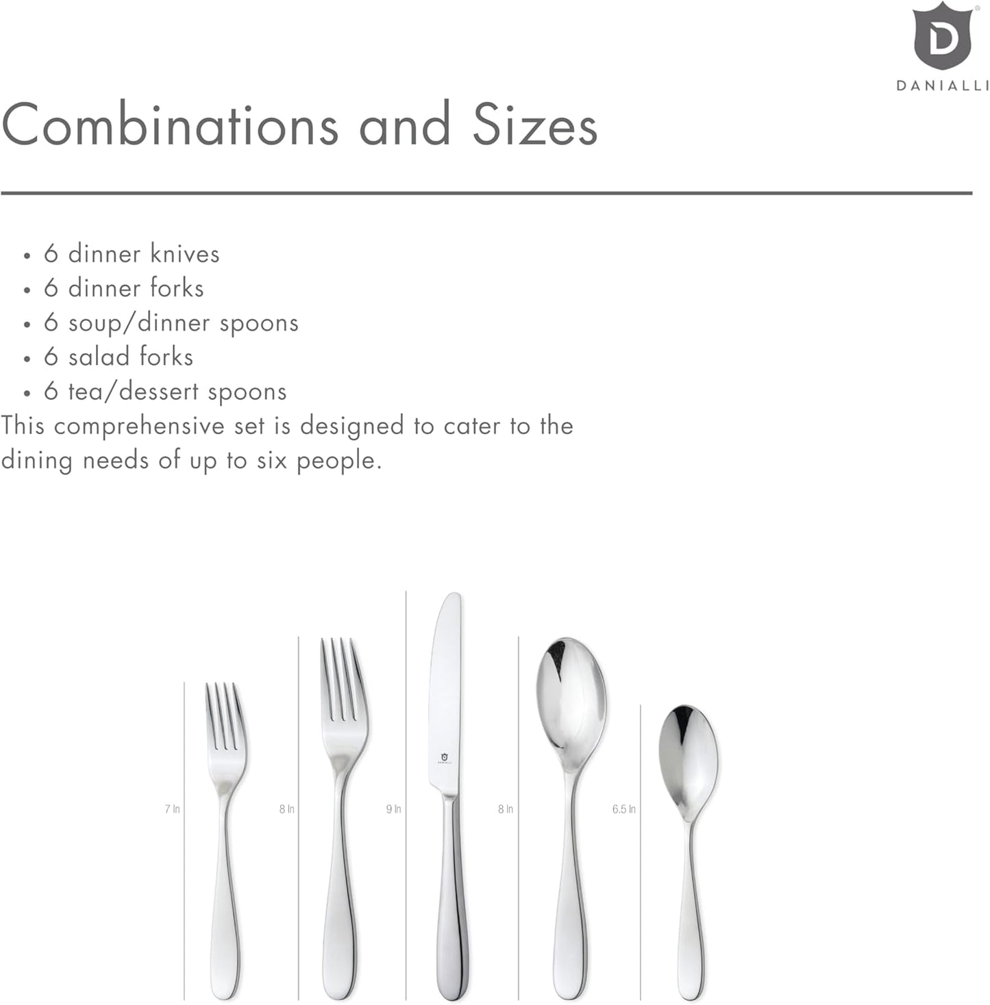 Silverware Set for 6 ??18/10 Stainless Steel Flatware, Mirror Finish, Dishwasher Safe, Durable and Balanced Utensils, Modern Tableware (30-Piece Set, Fidenza)