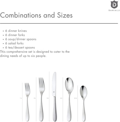 Silverware Set for 6 ??18/10 Stainless Steel Flatware, Mirror Finish, Dishwasher Safe, Durable and Balanced Utensils, Modern Tableware (30-Piece Set, Fidenza)