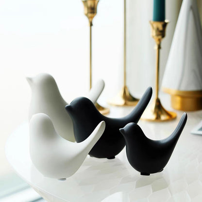 Small Animal Statues, Black Bird Figurines Home Decor, Modern Home Decorative, Ceramic Decor for Office Desktop, Bookshelf, Bedroom, Living Room, Cabinets, Coffee Table(Black 2 Pcs)