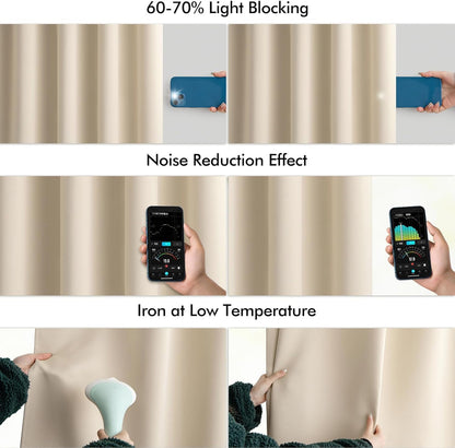 MIULEE Cream Beige Back Tab Light Blocking Curtains 84 Inch Length 2 Panels Set for Living Room Bedroom Privacy, Rod Pocket/Pinch Pleated Thermal Insulated Room Darkening Blackout Drapes W72xL84