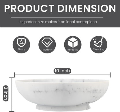 Large Decorative Bowl,Modern Fruit Bowl for Kitchen Counter,Handicraft Decorative Bowls for Home Decor,Stylish Key Bowl for Entry Table,Artificial White Marble