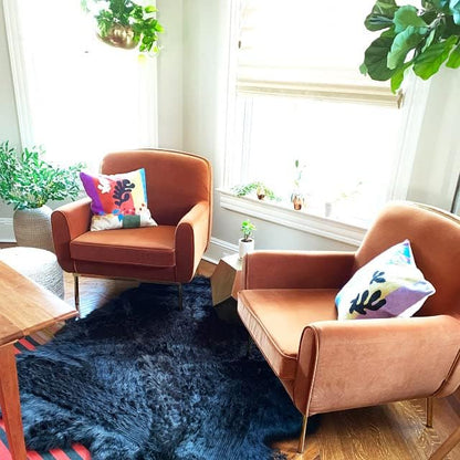 Matisse Coral Pillow Cover | Orange Modern Pillows | Modern Chair Cushion| Farmhouse Pillows | Flower Outdoor Pillow | Mid Century Chair Cushion | Hand Embroidered Wool Size 18x18