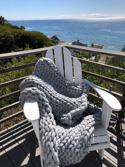 Chunky Knit Blanket Soft Handmade Knitting Throw for Bedroom Sofa Decor Super(Light Gray 40"x60")