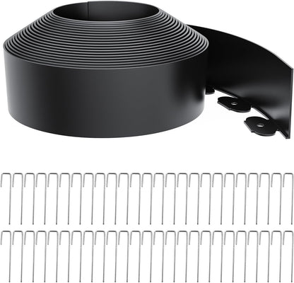 Landscape Edging 4 Inch Tall 40FT with 50Pcs Metal Spikes, Plastic Garden Edging Border Landscape Edging Border Lawn Edging for Landscaping, Flower Bed, Yard