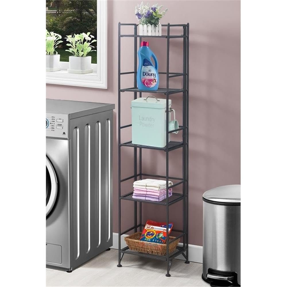 Convenience Concepts Xtra Storage Shelves - 5-Tier Folding Metal Storage Shelves, Closet Organizer