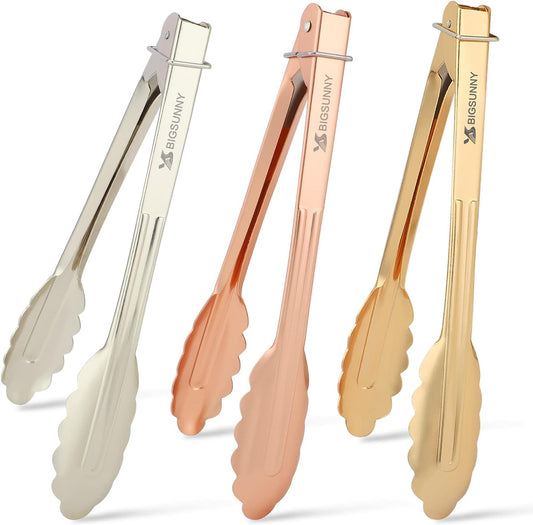 MSY BIGSUNNY 9 Inch Kitchen Food Tongs, Buffet Tongs, Serving Tongs for Cooking, Grilling, Aluminum