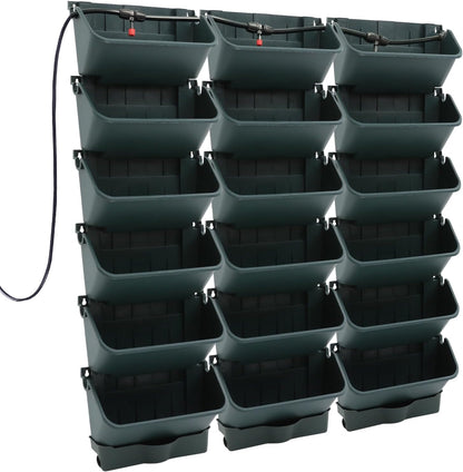 18 Pots Self-Watering Wall-Mounted Planter, 39.4”L x 39.4”H Vertical Wall Planter Self Watering Stackable Planters Vertical Garden Wall Garden Planter Outdoor Indoor for Herbs Flowers Strawberries