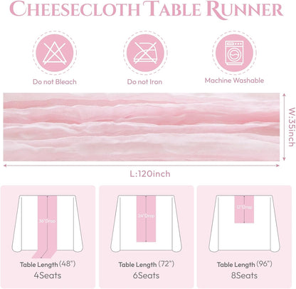 Sioloc 5 Pack Light Pink Cheesecloth Table Runner Fall Autumn Decor for Home 10ft Table Cloth for Tea Wedding Birthday Party Baby Bridal Shower Halloween Thanksgiving