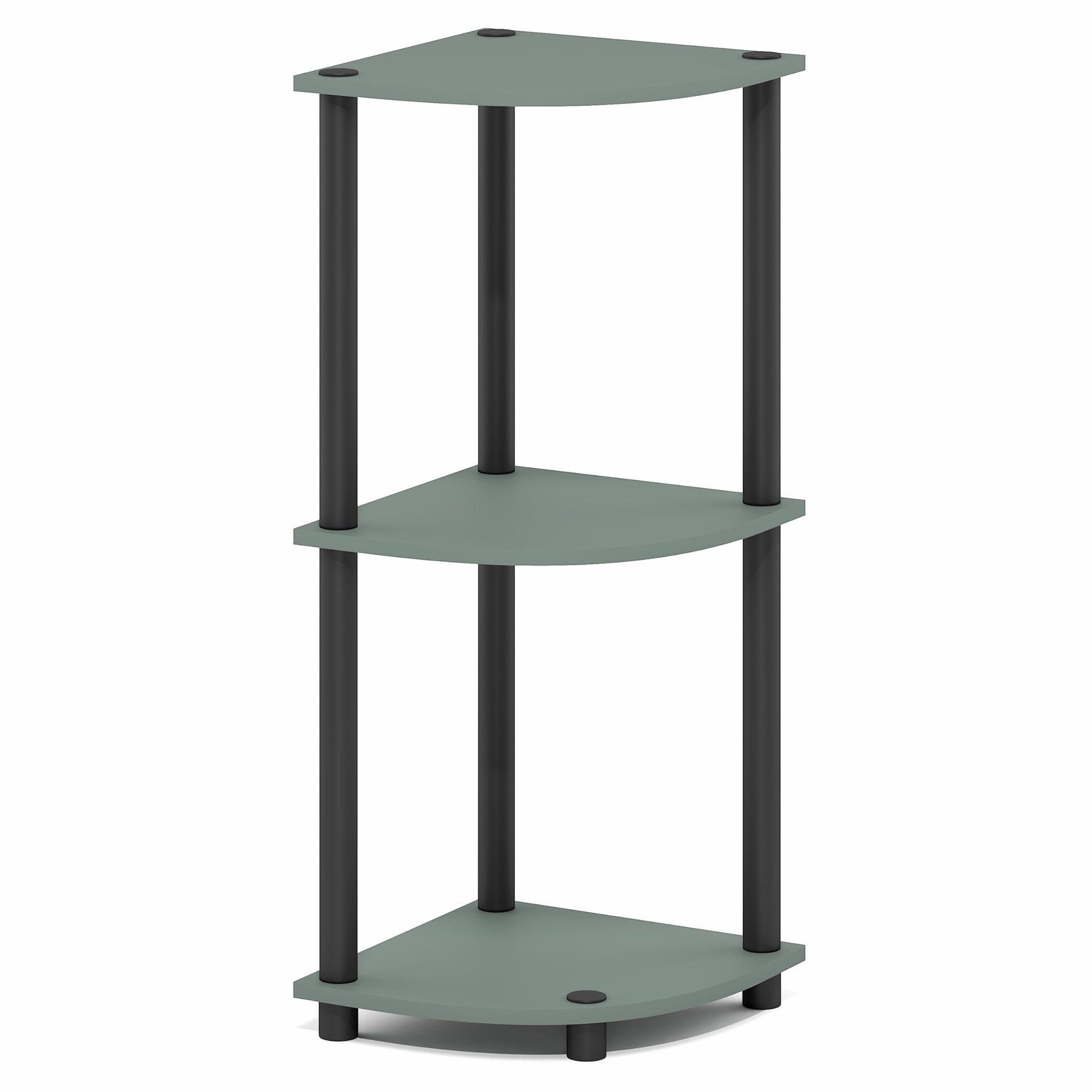 Furinno Turn-N-Tube Corner Shelf, 3-Tier Corner Bookshelf, Display Storage Shelves with Open