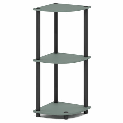 Furinno Turn-N-Tube Corner Shelf, 3-Tier Corner Bookshelf, Display Storage Shelves with Open