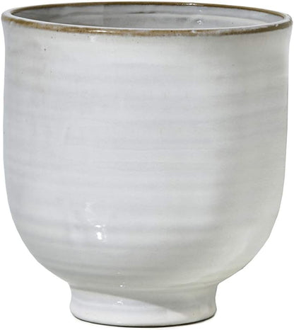 Serene Spaces Living Medium Glazed Ceramic Pedestal Bowl- Centerpiece for Vintage Weddings, Events, Measures 6" Tall and 5.75" Diameter
