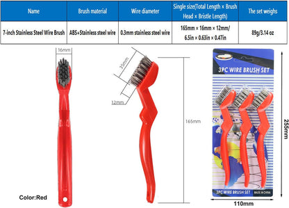 GOLDEN SMILE 3-Pack Heavy-Duty Stainless Steel Wire Brushes – 7" Ultra-Stiff 5x29 Grid (40% Denser Bristles) – Resists Bending, Rust & Grime Blaster for Industrial Cleaning