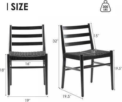 STARY Wood Rattan Dining Room Chairs with Comfortable Woven Seat,Fully-Assembled