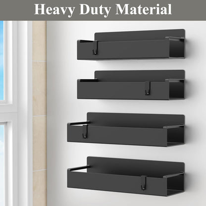 4 Pack Magnetic Spice Rack Organizer for Refrigerator and Oven, Black Fridge Organizers and Storage for Kitchen