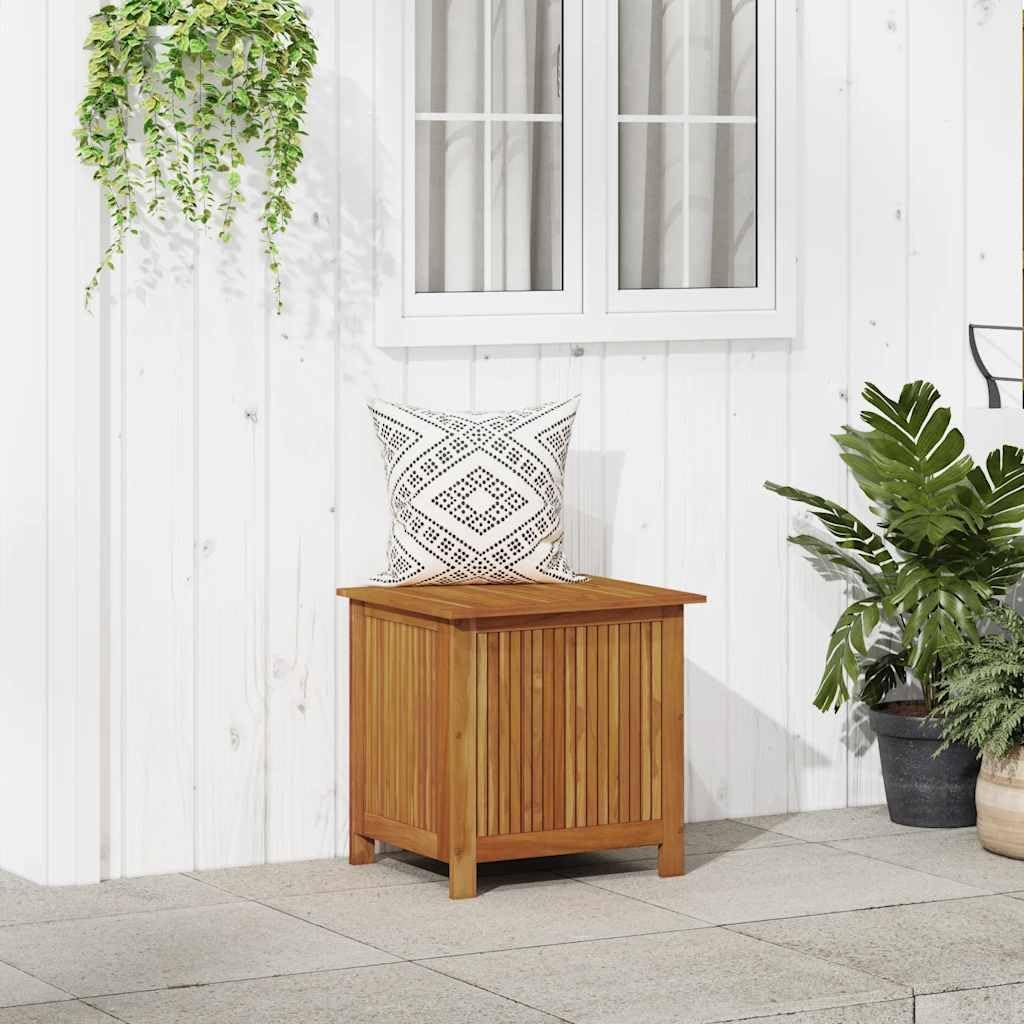 vidaXL Wooden Deck Box - Outdoor Teak Storage Chest, Ideal for Patio Furniture Cushions, Pool Accessories, Garden Tools - Water-Resistant Bag Inside - 23.6''x19.7''x22.8'', Solid Acacia Wood