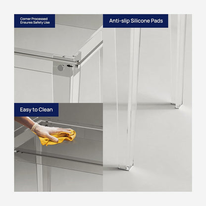 HMYHUM Acrylic Computer Desk, 43.3 Inch, Clear Study Desk for Home Office, Writing, Vanity, Modern, Easy Assembly, 19.7" W x 29.5" H, Right-Angle Legs Design