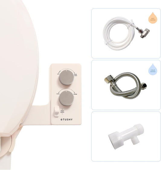 TUSHY Spa Self-Cleaning Warm Water Toilet Bidet Attachment. Adjustable Nozzle, Angle & Pressure