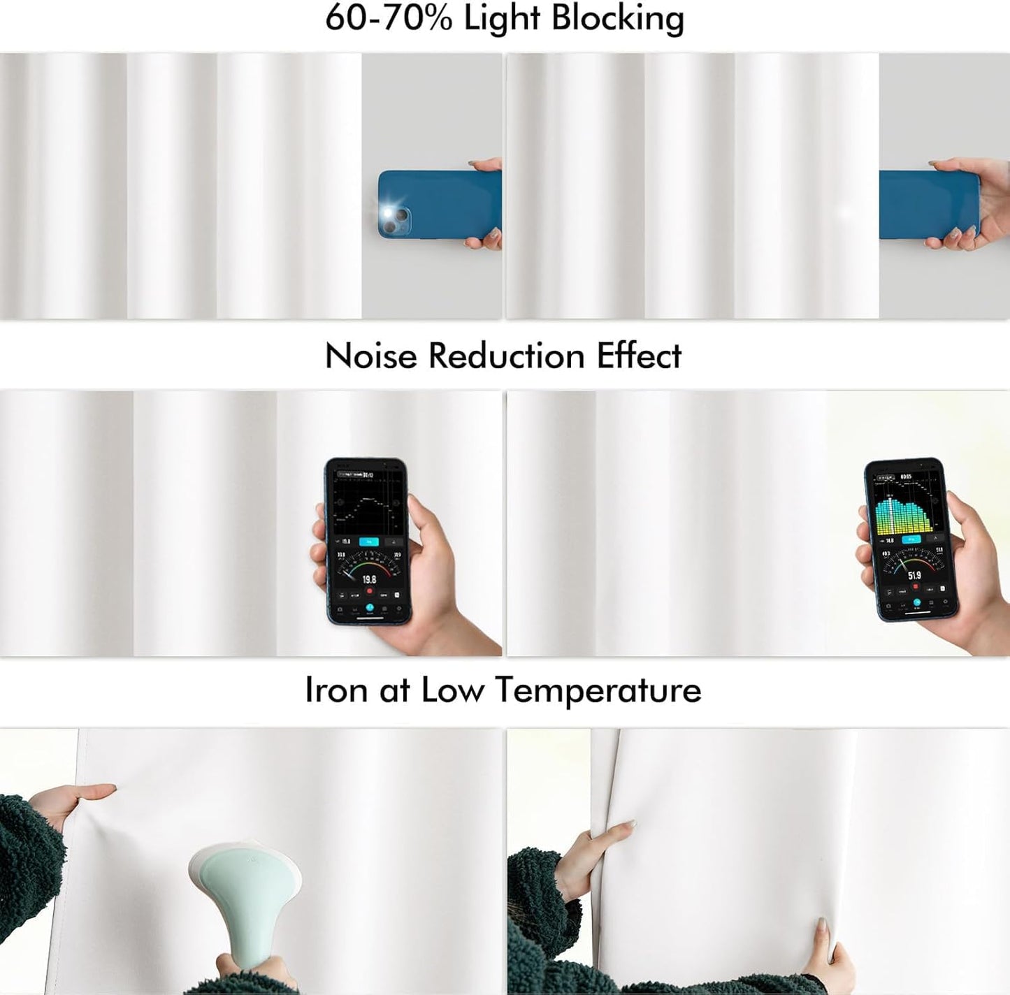 MIULEE Pure White Back Tab Light Blocking Curtains 72 Inch Length 2 Panels Set for Living Room Bedroom Privacy, Rod Pocket/Pinch Pleat Thermal Insulated Room Darkening Pleated Blackout Drapes