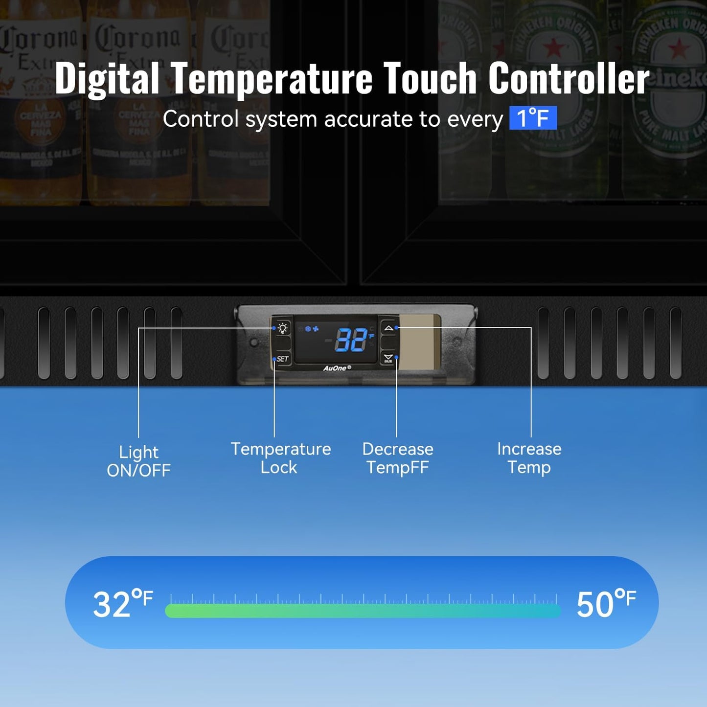 Tylza Back Bar Cooler With 2 Glass Doors, 200L Under Counter Back Bar Refrigerator with LED Lighting, Safety Locks, Counter Height Bar Beverage Cooler for Beer, Soda Drinks, Wine, Black