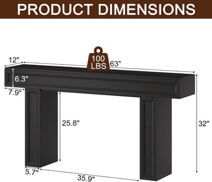 Rresyet 63 Inch Long Console Table, Sofa Table Behind Sofa, Wooden Entryway Table, Farmhouse Entryway Table for Entry, Hallway, Living Room (Black)
