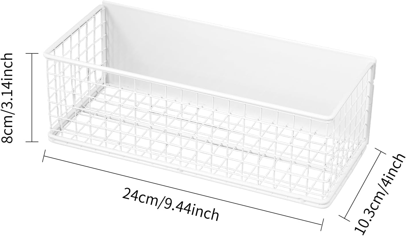 Magnetic Stotage Basket, Magnetic Shelf for Fridge, Magnetic Spice Rack Wire Mesh Magnetic Organizer Holder Accessories for Office Kitchen Classroom Storage,White, 9.44" x 4" x 3.14"