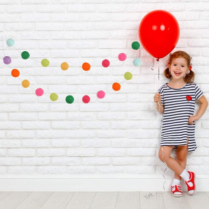 36PC 9.8 Feet Felt Wool Balls Garland 4/5 Inch Hanging String Kit for Christmas Tree Garland Holiday Decoration Birthday Wedding Baby Shower Party Wall Decorations