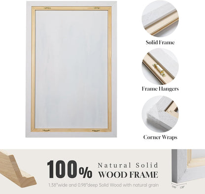 Large Framed Sage Green Abstract Landscape Wall Art for Living Room, 3 Piece Modern Canvas Prints Paintings Artwork for Walls, Minimalist Abstract Pictures for Hallway, Office Wall Decor 24x36 In