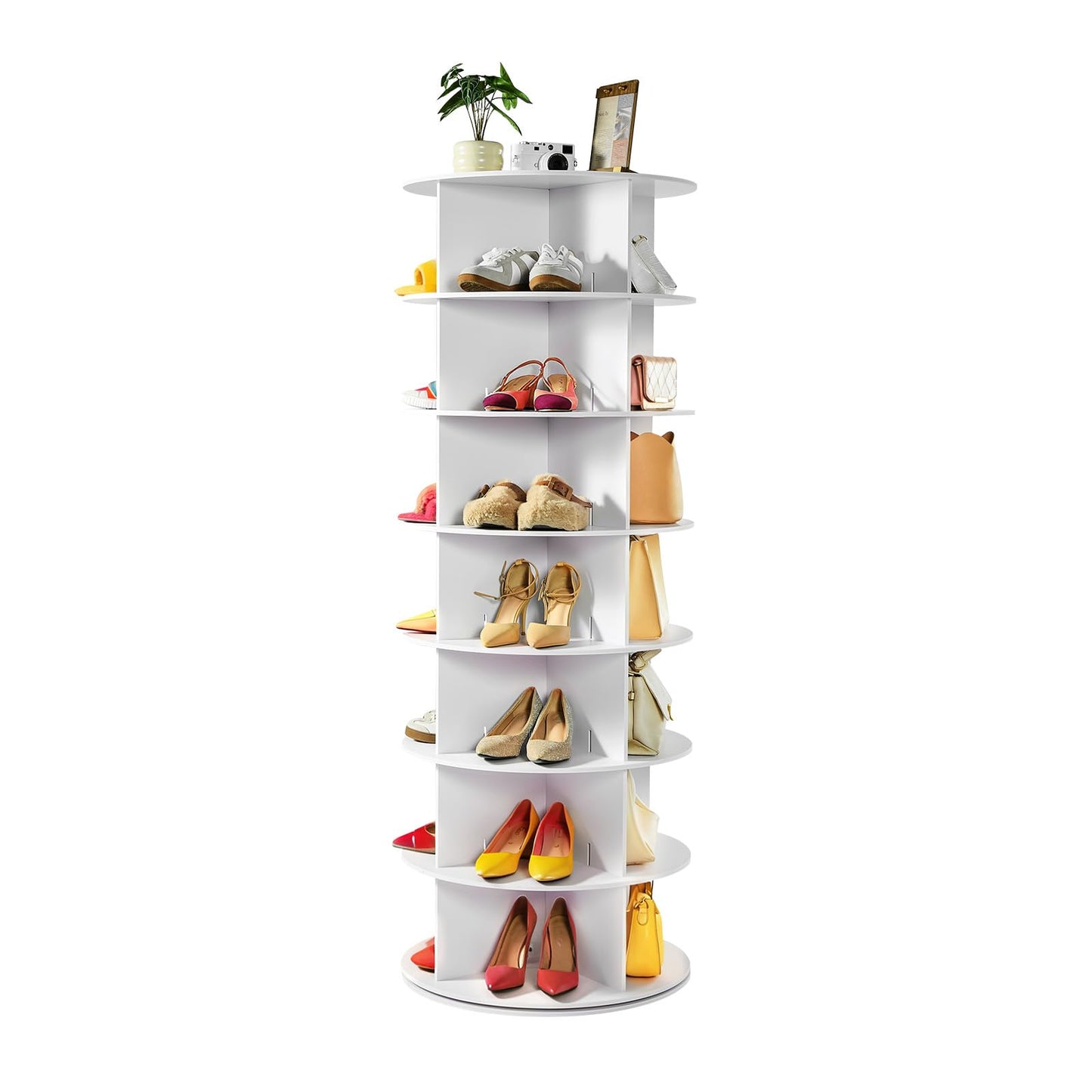 VEVOR 7 Tiers Rotating Shoe Rack Tower, 360° Spinning Shoe Rack, Revolving Storage Round Carousel
