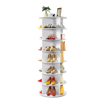 VEVOR 7 Tiers Rotating Shoe Rack Tower, 360° Spinning Shoe Rack, Revolving Storage Round Carousel