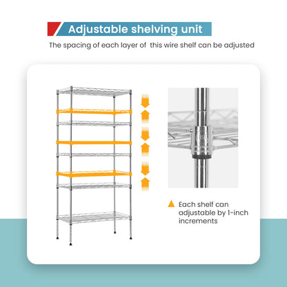 Adjustable NSF-Certified Metal Shelf Wire Shelving Unit Storage for Small Places Restaurant Garage