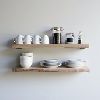 Urban Legacy Deep Floating Shelves | Wormy Maple with Furniture Grade Clear Coat | Low Profile Brackets | Set of 2 (36" x 11" x 2")