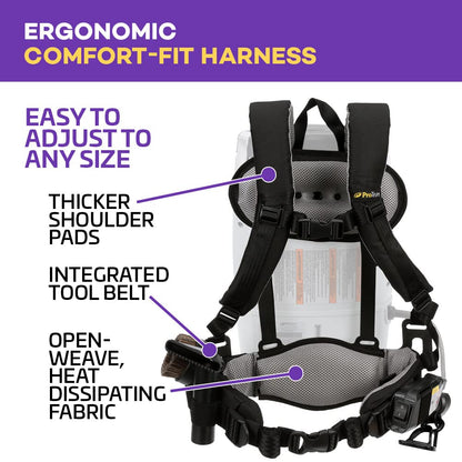 ProTeam Vacuum Backpack, ProVac FS 6 Commercial Backpack Vacuum Cleaner with HEPA Media Filtration and Small Business Kit, 6 Quart, Corded