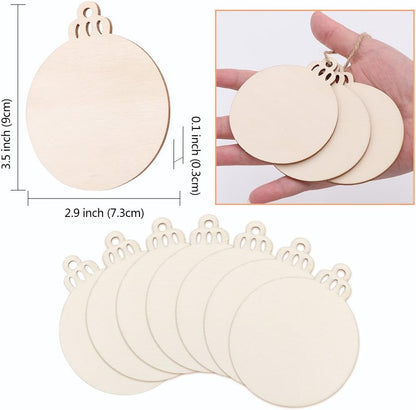 PartyTalk 30pcs Round Wooden Discs with Holes, 3" Unfinished Predrilled Natural Wood Slices for Crafts Centerpieces, Wooden DIY Christmas Ornaments Hanging Decorations