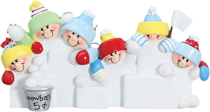 Personalized Family Christmas Ornament - Custom Ornament Family of 6 Xmas Ornaments 2024 Snowball Fight Ornaments Customized Siblings Snowballs Decor Family Ornament for Christmas Tree