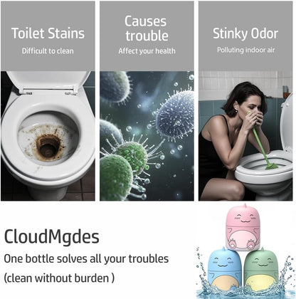 Cute Dinosaur-Shaped Toilet Bowl Cleaner Bottle, Bathroom Toilet Tank Cleaner with Ocean, Jasmine, and Peach Scent,Three bottles can be used for 9 months (1, Three colors and three bottles)