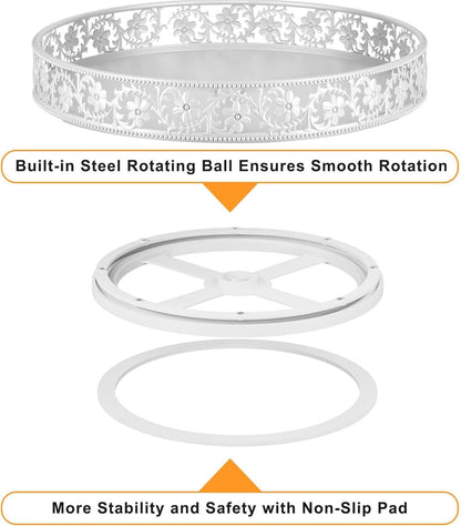 Lazy Susan Organizer Turntable 10", 360 Rotating Spice Rack Lazy Susan for Cabinet Dining Table Top Countertop Pantry Kitchen Cupboard Vanity Bathroom Refrigerator White