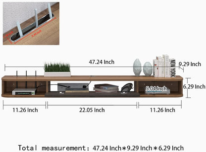 Pmnianhua Floating TV Shelf, 47'' Wall Mounted TV Stand Floating TV Console Media Entertainment Under TV Shelf for Bedroom Livingroom (Walnut)