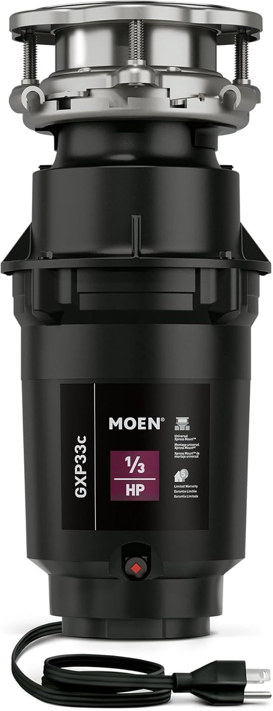 Moen Lite Series PRO Compact Continuous Feed Garbage Disposal for Kitchen Sink with Power Cord