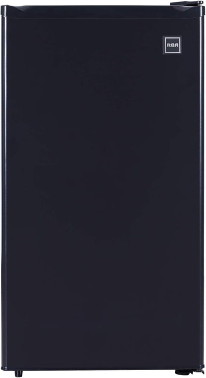 RCA RFR321-B-Black-COM RFR321 Single Mini Refrigerator-Freezer Compartment-Adjustable Thermostat Control-Reversible Doors-Ideal for Dorm, Office, RV, Garage, Apartment-Black Cubic Feet, 3.2 CU.FT