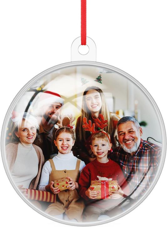 Personalized Christmas Ornaments 2025 Wood Custom Picture Text Hanging Ornament Customized Christmas Tree Decorations Keepsake Gift for Family Couples Xmas Tree Home Decor