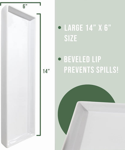 Home Beets White Ceramic Serving Platters (14 x 6 Inch Rectangle Plates) Serving Dishes for Entertaining, Food, Appetizers, Desserts, Cheese Board, Charcuterie, Sushi - Set of 4 Party Serving Trays