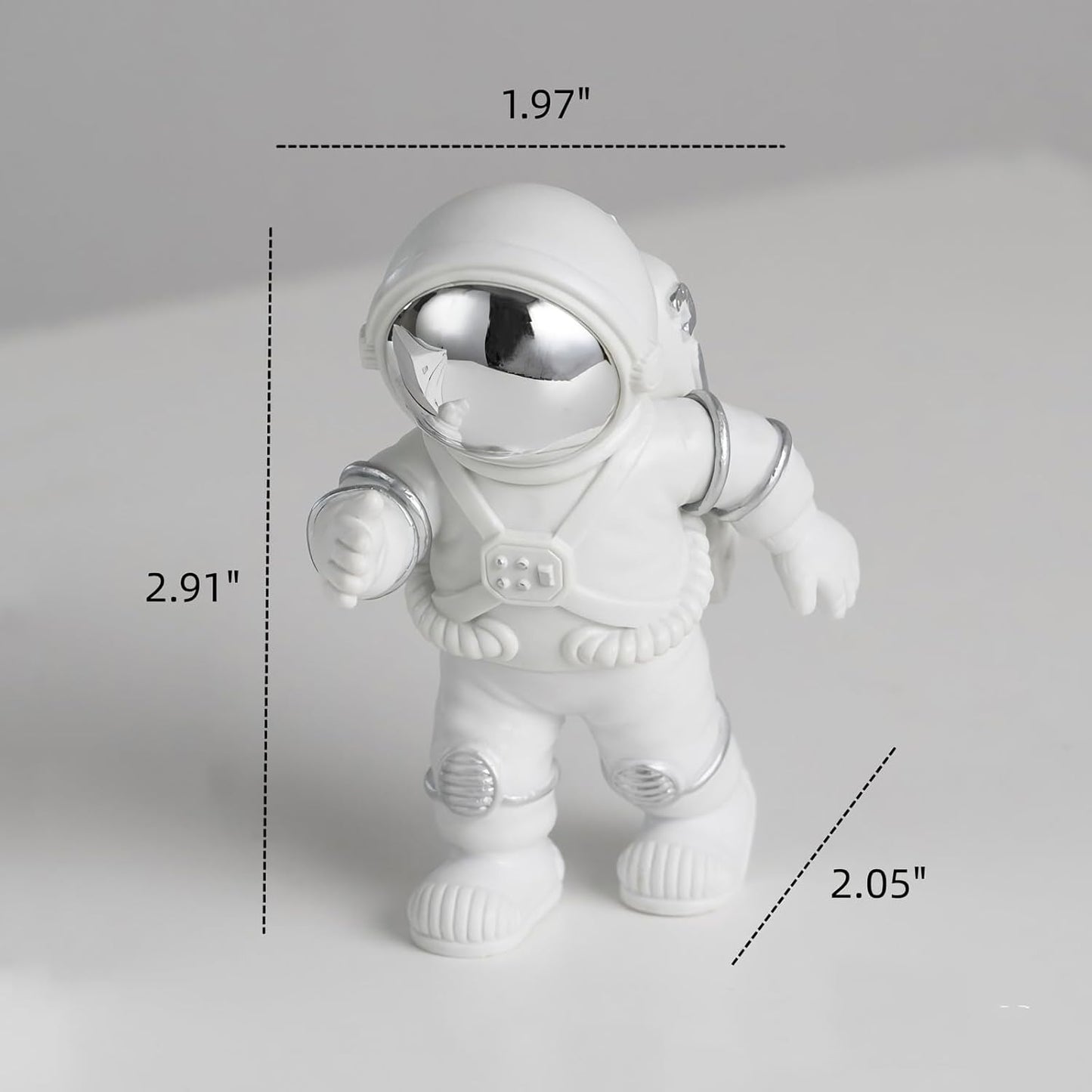 3 Pcs Silver White Astronaut Statues Set, Spaceman Sculpture Figurines Home Ornament Cake Toppers Gift